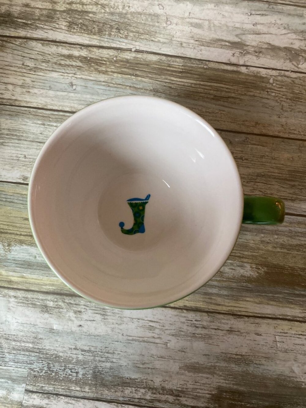 Starbucks Holiday 2006 Christmas Teacup Saucer Set 12 oz Green Ornament Stocking - Picture 10 of 13